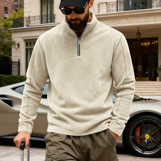 Herren Halbzip-Sweatshirt mit Stehkragen und markanten Nahtdetails EB