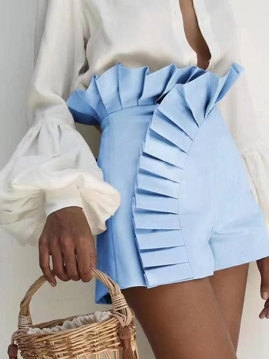 Damen Rüschenshorts mit asymmetrischem Schnitt EB