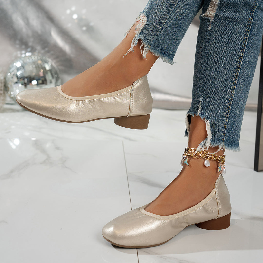 Damen elegante Ballerinas mit subtiler Glanzoptik EB