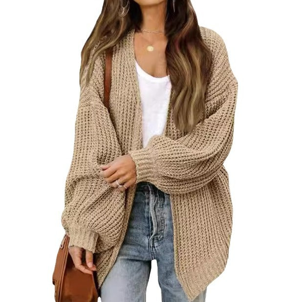 Damen Grobstrickjacke mit überschnittenen Schultern und lässigem Schnitt EB