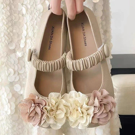 Damen Ballerinas mit floralem Dekor und elastischem Riemen EB