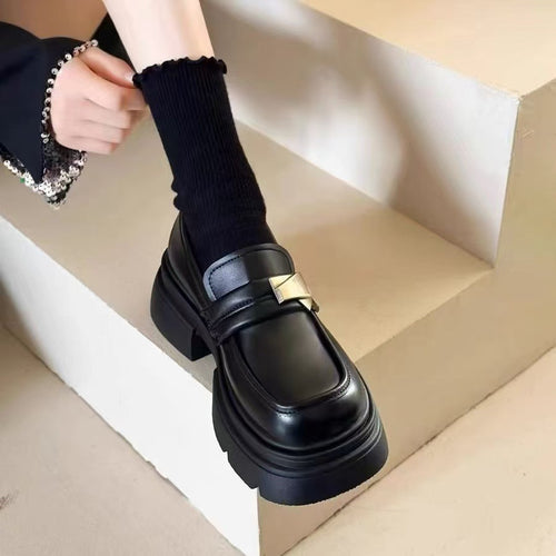 Damen Modische Loafers mit elastischem Socken-Ausschnitt und angesagtem Schnallen-Detail EB