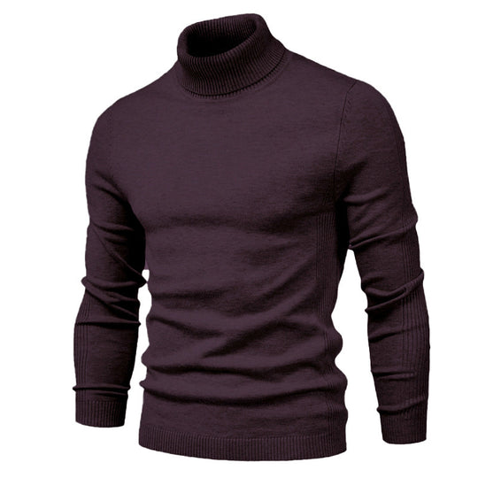Herren Strickpullover mit hohem Kragen und feinem Rippmuster EB