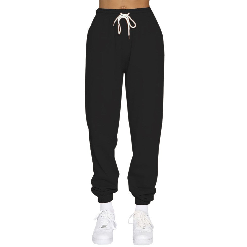 Damen nan High‑Waist Relax-Jogginghose mit elastischem Komfortbund, Kordelzug und gerippten Knöchelbündchen EB