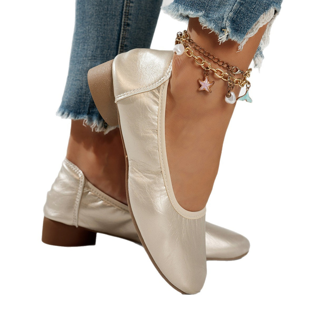 Damen elegante Ballerinas mit subtiler Glanzoptik EB