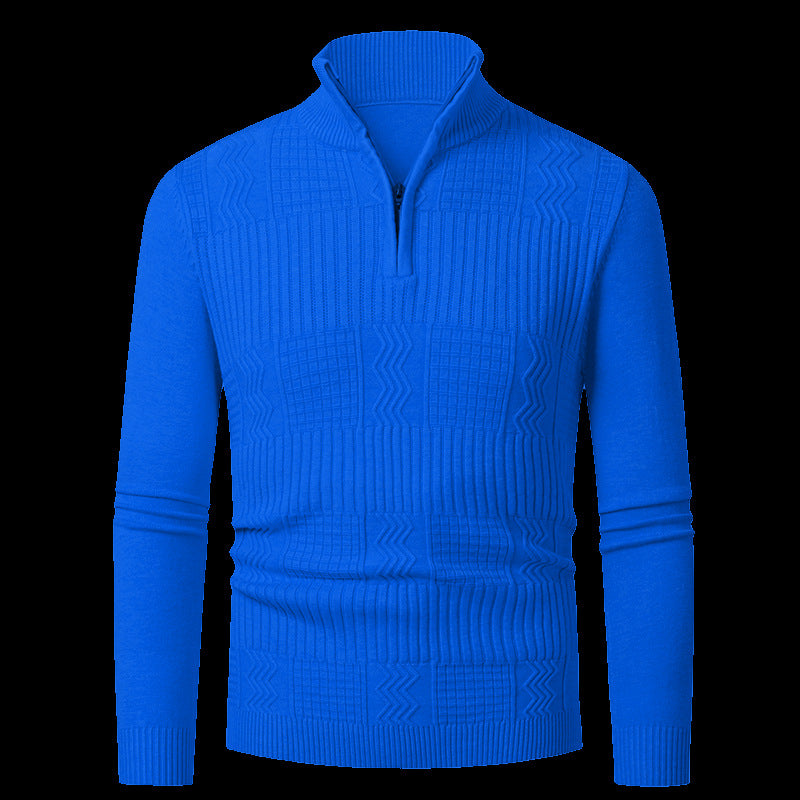 Herren Strickpullover mit modernem Reißverschluss und strukturierter Oberfläche EB