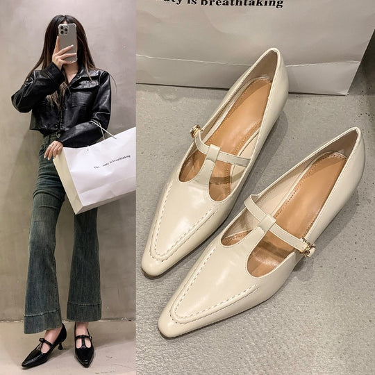 Damen Ballerinas mit elegantem Riemchen und spitzem Zehenbereich EB