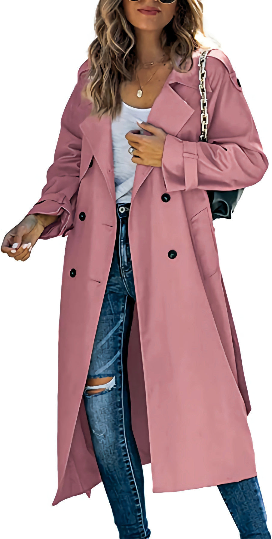 Damen legerer Trenchcoat mit Gürteldesign und stylischen Knöpfen EB