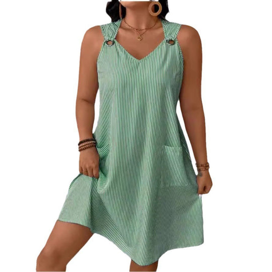 Damen Freizeitkleid mit schmalen Trägern und praktischen Taschen EB