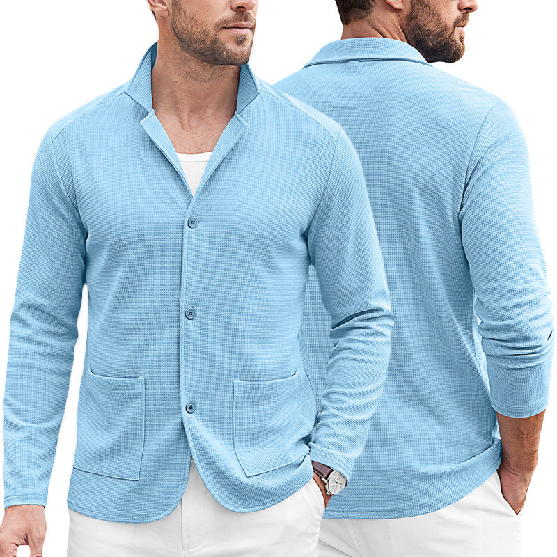 Herren Strickblazer-Cardigan mit Strukturstrick und aufgesetzten Taschen EB