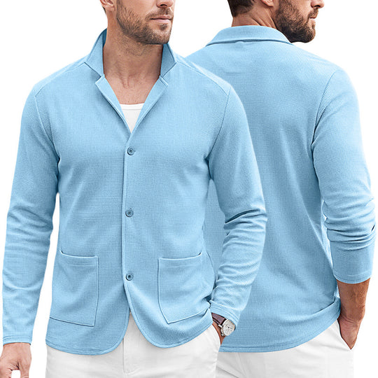 Herren Strickblazer-Cardigan mit Strukturstrick und aufgesetzten Taschen EB
