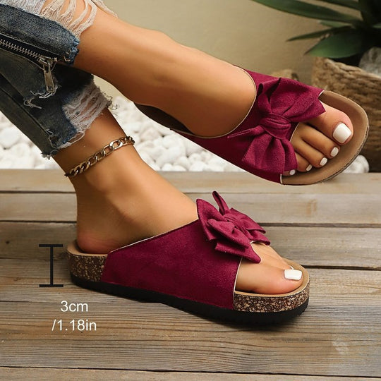 Damen Komfortable Kork-Sandalen mit dekorativem Schleifen-Design EB