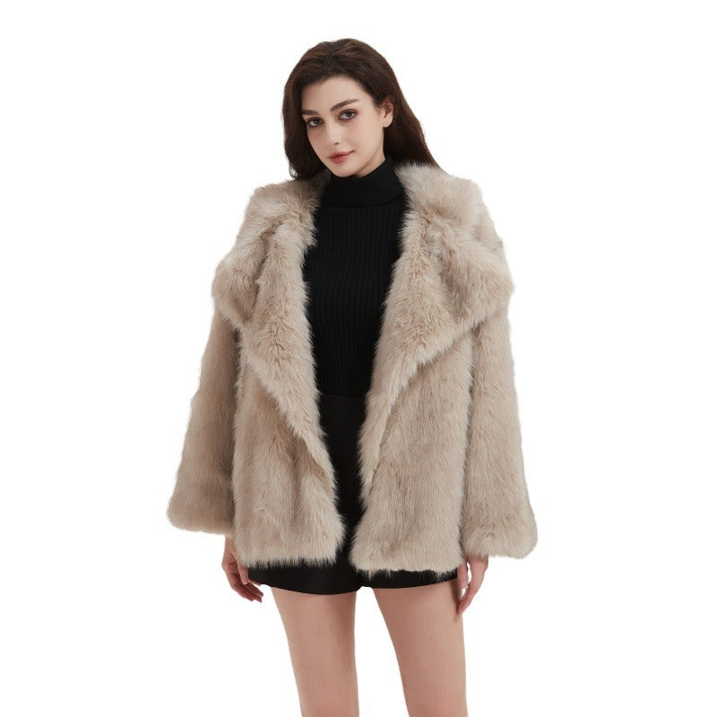 Damen Kuschliger Faux-Fur Mantel EB