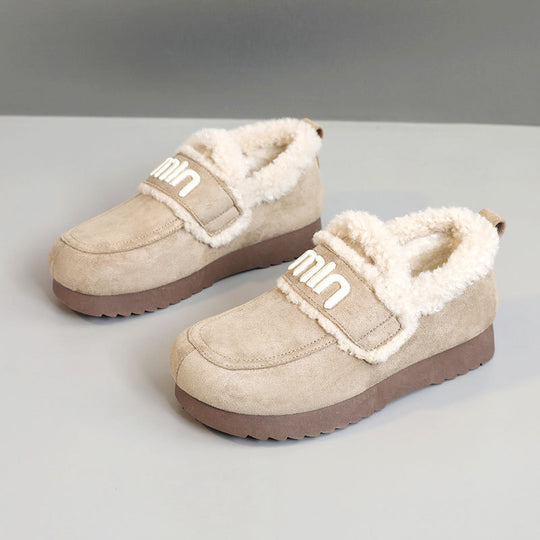 Damen Bequeme Plüsch-Sneaker mit auffälligem Veloursleder EB