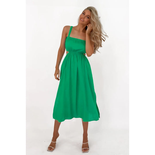 Damen Midikleid mit raffiniertem Schnitt und seitlichen Cut-Outs EB