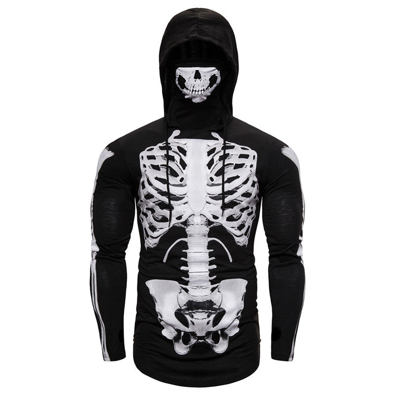 Herren Hoodie mit Skelett-Design und praktischem Gesichtsschutz EB
