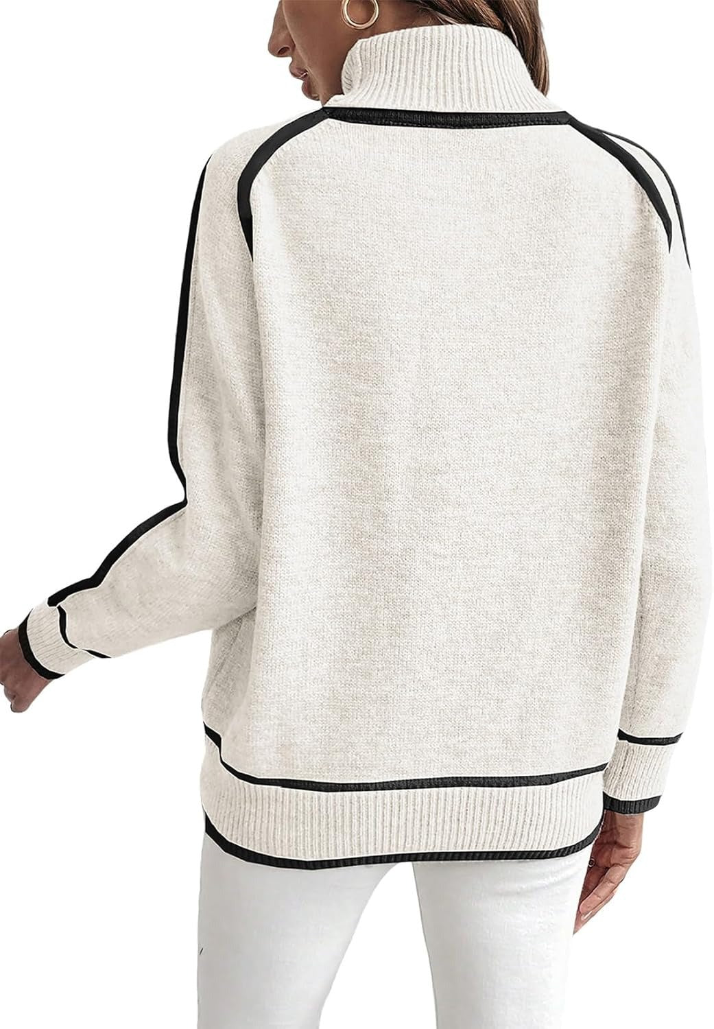 Damen Übergroße Strickpullover mit Stehkragen EB