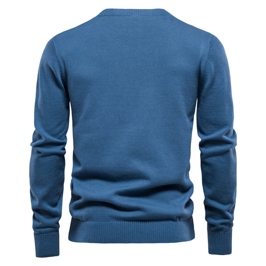 Herren Strickpullover mit modernem Henley-Ausschnitt und feiner Struktur EB