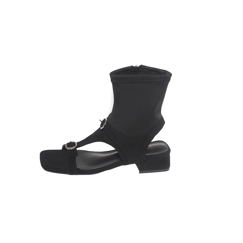 Damen elegante Ankle Boots mit modischem Riemchen-Design EB