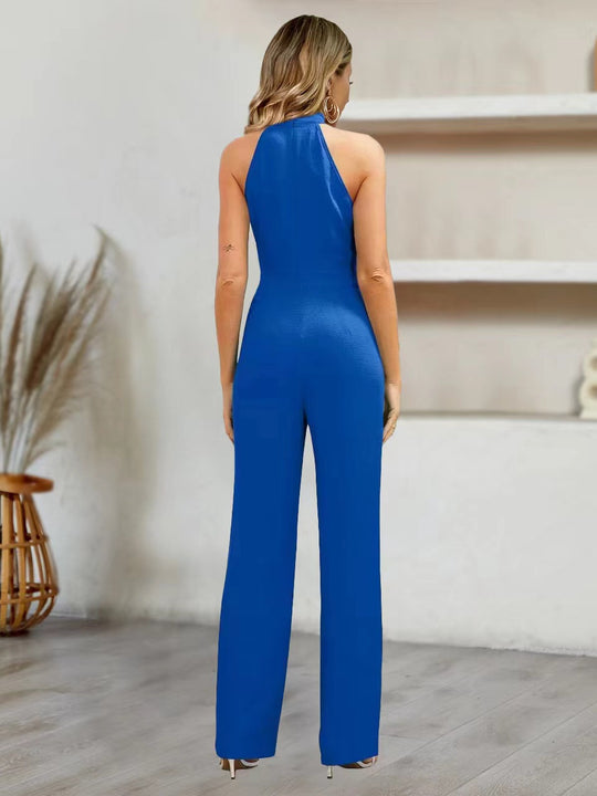 Damen elegante Jumpsuit mit neckholder Design und Bindeband EB