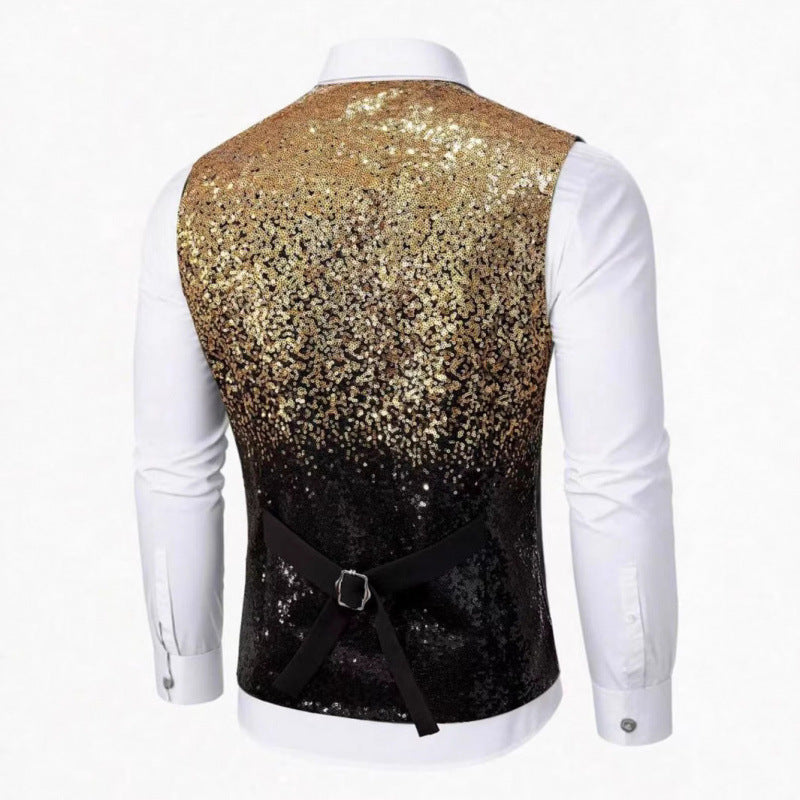 Herren Glitzernde Festtagsweste mit schimmerndem Paillettenmuster EB