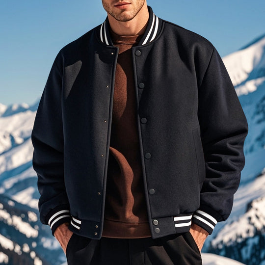 Herren nan stylische College-Varistyjacke mit geripptem Kragen, elastischen Bündchen und wärmender Thermowattierung EB