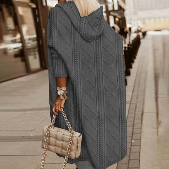 EB | Langer Strickcardigan mit Kapuze Acryl Bequem, Stilvoll