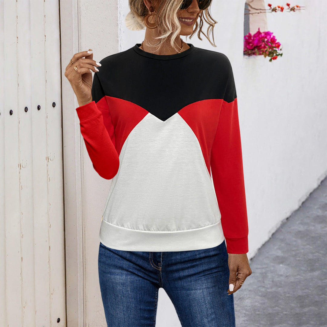Damen lässiges Sweatshirt mit modischem Farbblock-Design EB