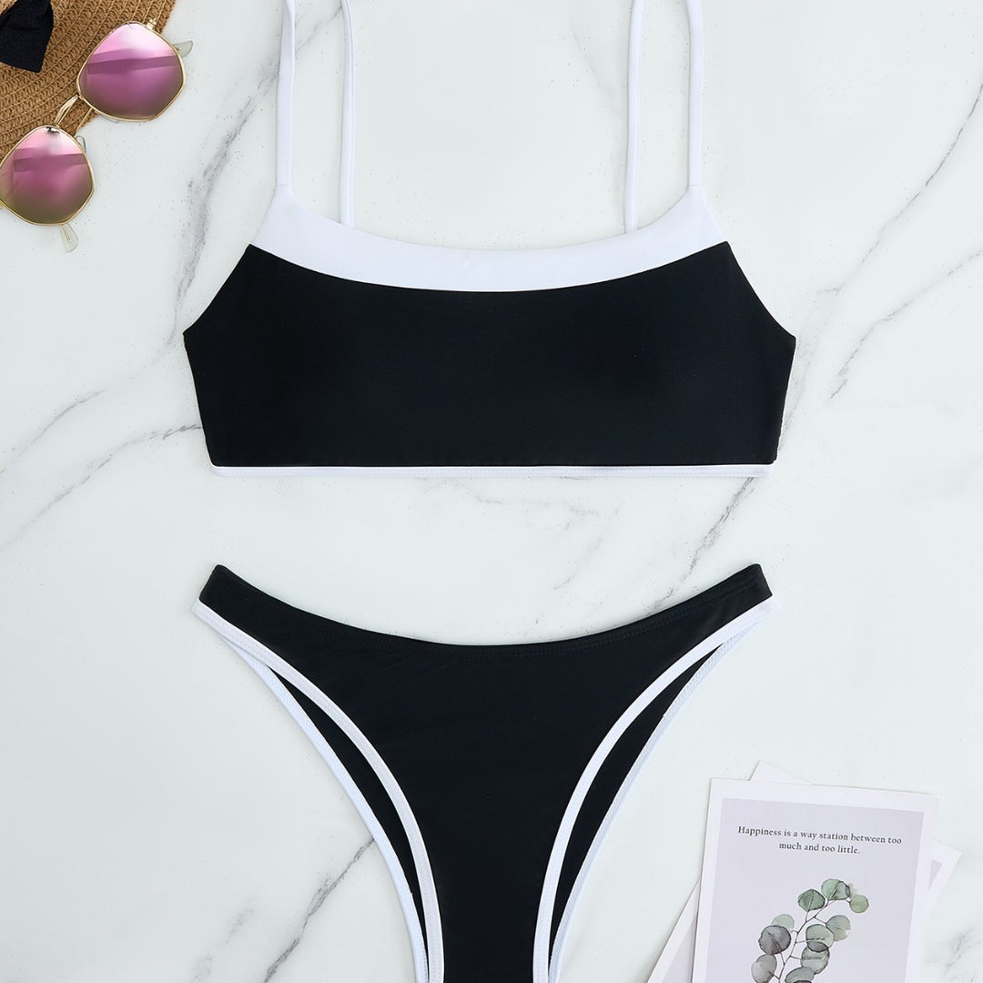 Damen Bikini-Set mit kontrastierendem Design und verstellbaren Trägern EB