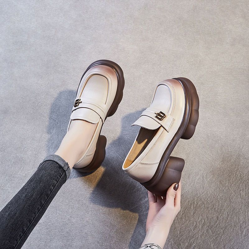 Damen schicke Loafer mit modischem Plateau und eleganter Schnalle EB
