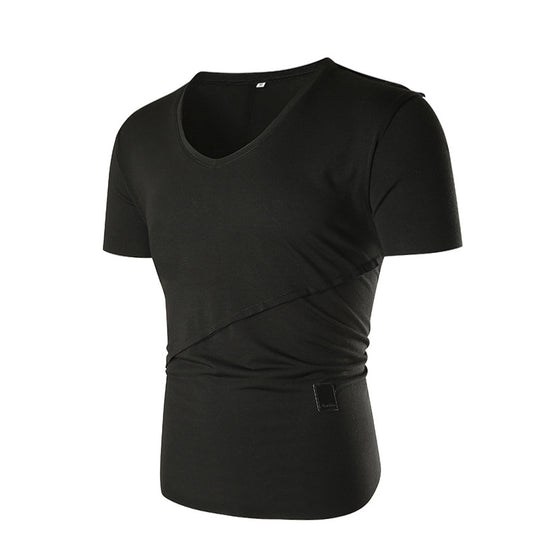 Herren V-Ausschnitt T-Shirt mit asymmetrischem Schnitt und elastischem Bund EB