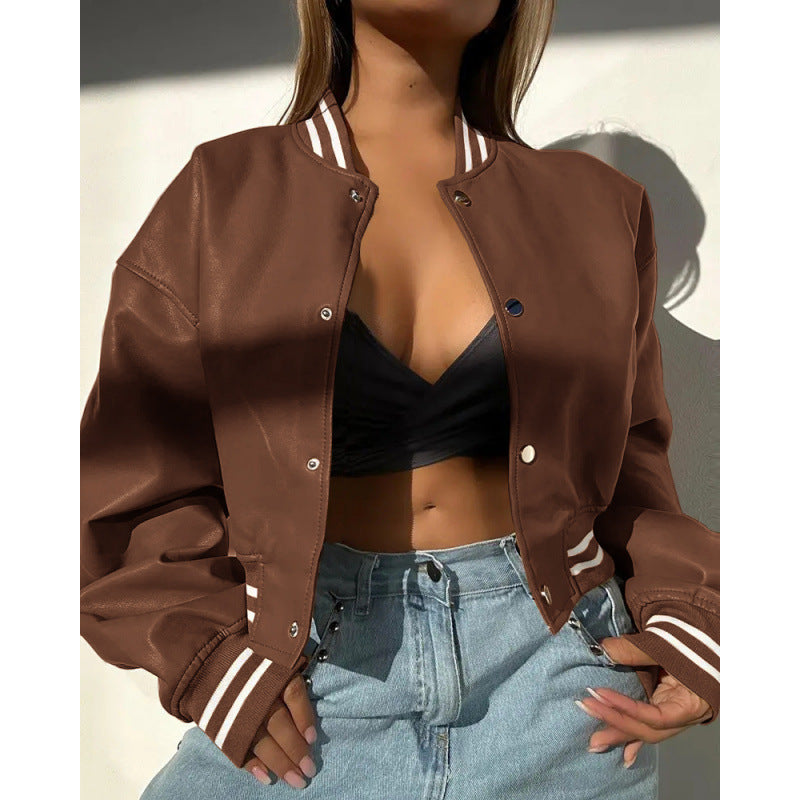 Damen Sportliche cropped Bomberjacke im Vintage-Stil EB