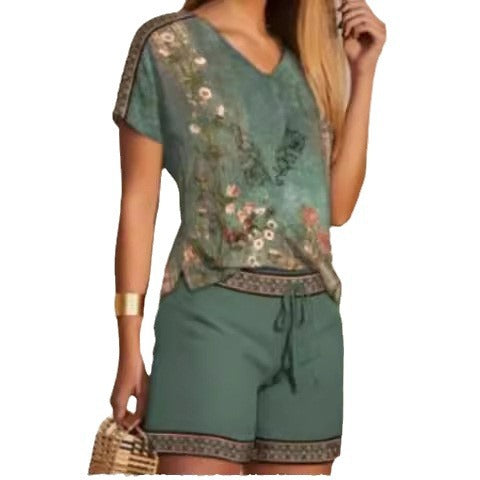 Damen Freizeit Oberteil und Shorts Set EB