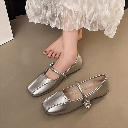 Damen elegante Ballerinas mit funkelndem Riemchen und modischem Design EB