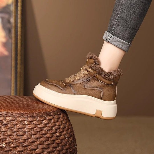 Damen High-Top Sneakers mit kuscheligem Fellrand und dämpfender Sohle EB
