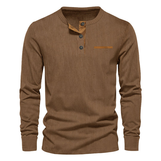 Herren nan Langarm-Henley mit feiner Rippenstruktur, schmaler Silhouette und Brustpaspel EB