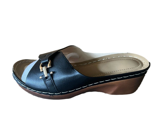Damen Wedge-Pantoletten mit modischem Riemendesign und anatomischem Fußbett EB