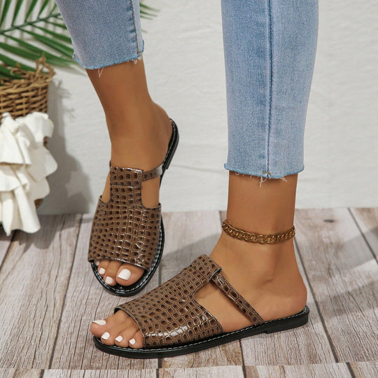 Damen Modische Sandalen mit Kroko-Prägung EB