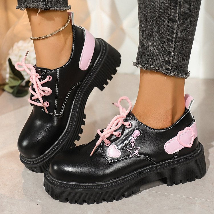 Damen modische Schnürschuhe mit kontrastierenden Details EB