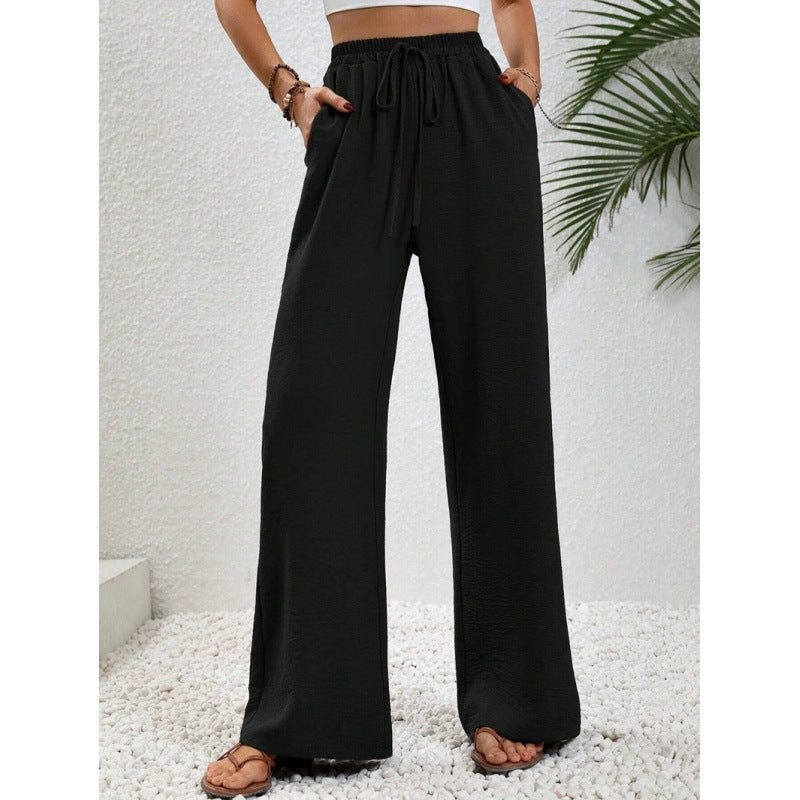 Damen luftige Paltz-Hose mit elastischem Bund und praktischen Taschen EB