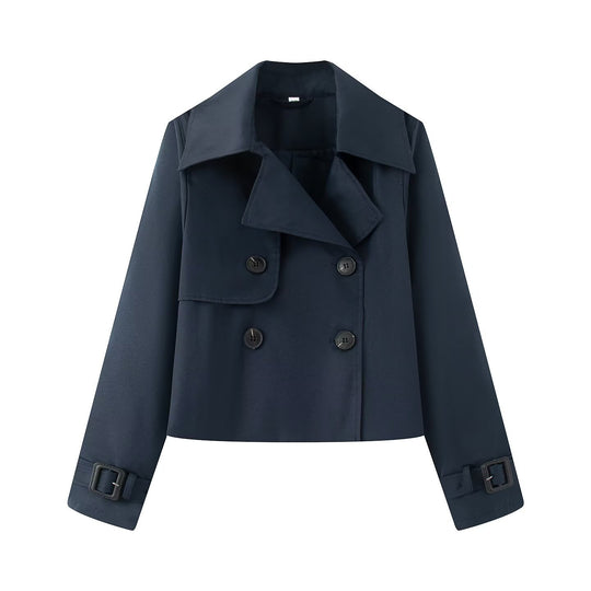 Damen elegante Trenchcoat-Jacke mit klassischen Details EB