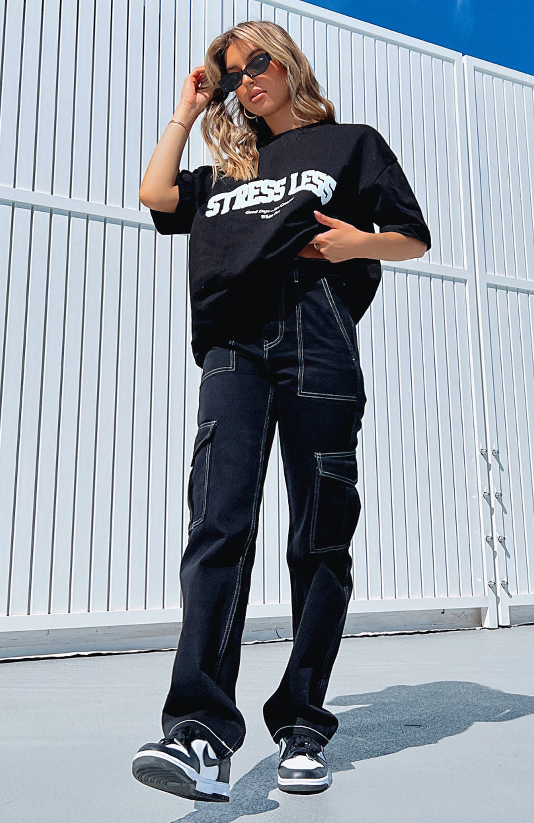 Damen lässiges oversized T-Shirt mit Statement-Aufdruck EB