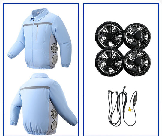 Unisex nan kühlende Ventilationsjacke mit integrierten seitlichen Lüftern und atmungsaktivem Funktionsmaterial R&B