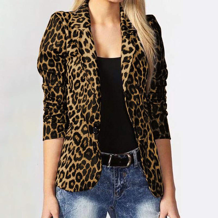 Damen Modischer Blazer mit Animal-Print EB