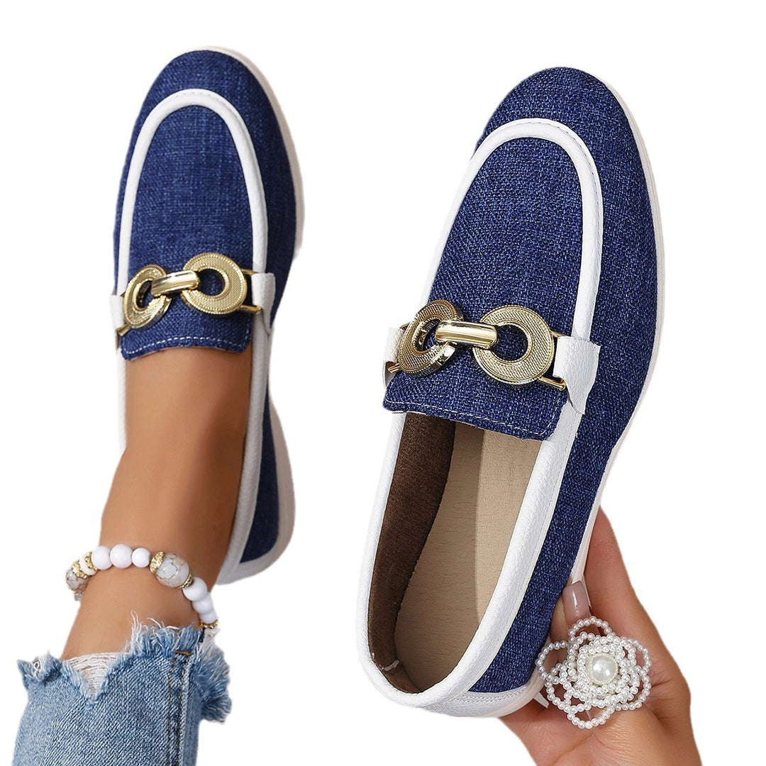 Damen modische Slipper mit elegantem Goldverzierungsdetail EB