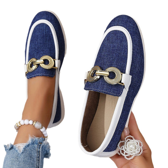 Damen modische Slipper mit elegantem Goldverzierungsdetail EB
