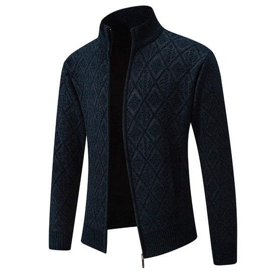 Herren Strickjacke mit strukturiertem Design und hohem Kragen EB