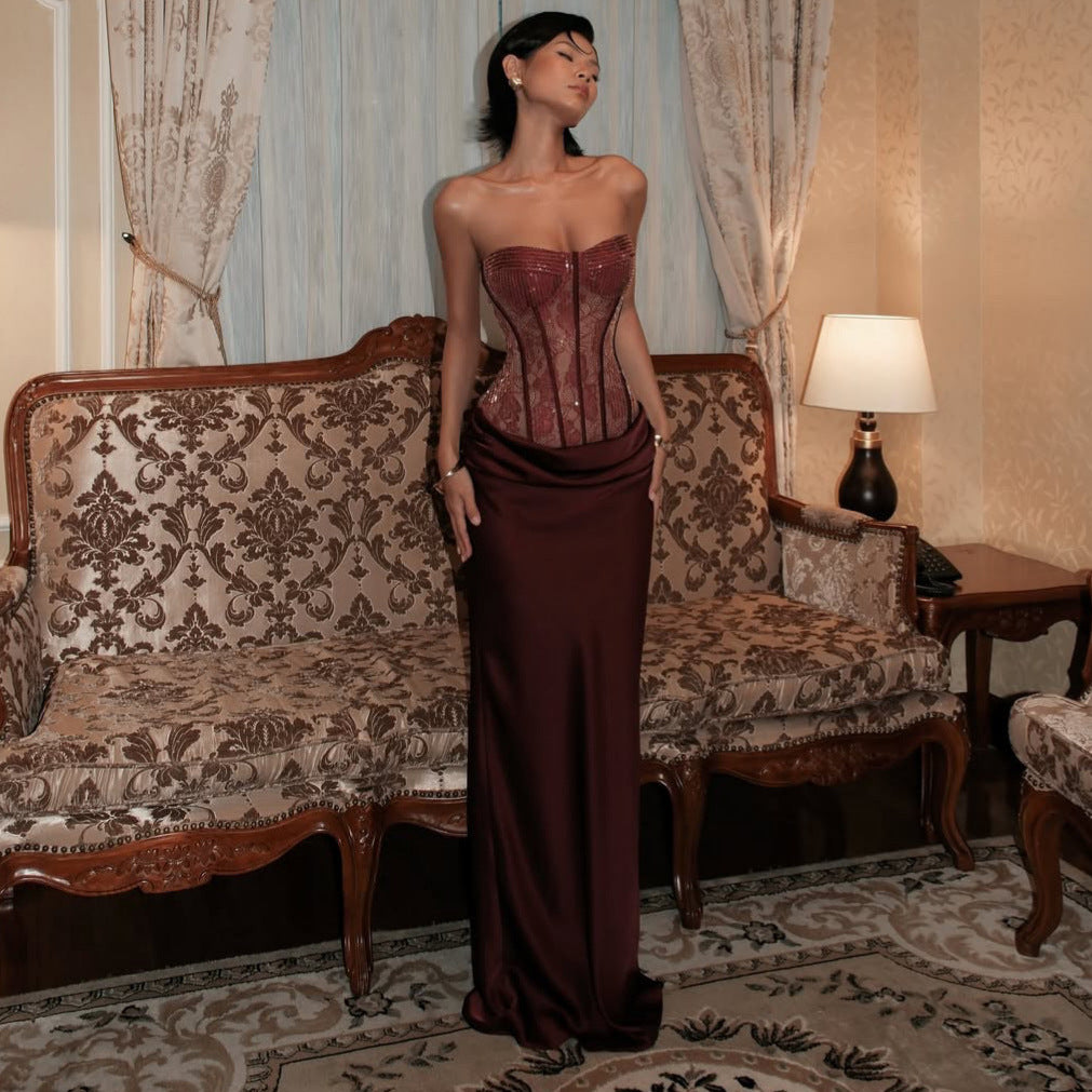 Damen Korsettkleid mit elegantem, fließendem Rock EB