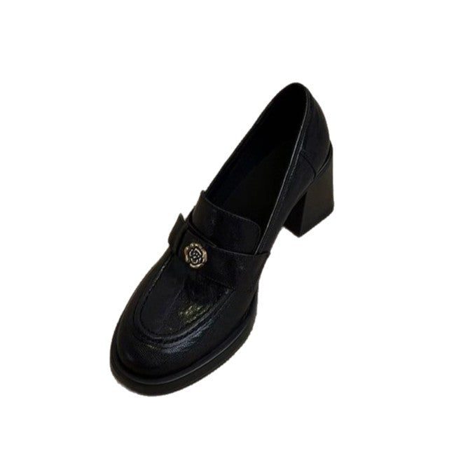Damen elegante Loafers mit dekorativen Schnallen und komfortablem Absatz EB
