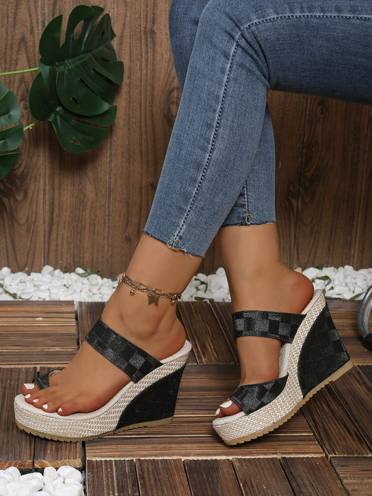 Damen Wedge-Pantoletten mit modischem Glitzer-Design und komfortabler Jute-Sohle EB